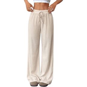 SOLY HUX Wide Leg Pants for Women Elastic High Waisted Sweatpants Causal Palazzo Pants