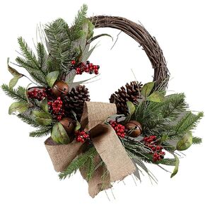 Berry Silk Fall Front Door Wreath 20inch,National Tree with Rich Fall Colors and Foliage with Bells,Approved for Covered Outdoor Use,with Beautiful Gift Box