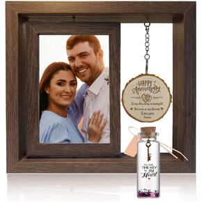 He Asked She Said Yes Rustic Picture Frame Engagement Gifts for Couples Picture Frame Wedding Engagement Picture Frame for 4x6 Photo Wedding Gifts for Newly Engaged Bride to Be Gifts (He asked and she said yes)