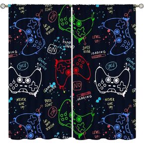 Neon Gamepad Game Window Curtains Teen Boys Modern Gaming Video Game Room Bedroom Living Room Decorations Home Window Treatments Drapes 2 Panel W42xL45in Decor
