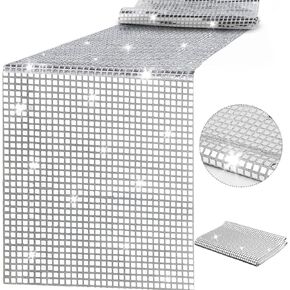 12 x 108 Inches Disco Party Table Runner Mirror Silver Table Cover 70s Disco Dance Party Birthday Party Supplies 80s Hip Hop Party Decoration and Supplies for Table (1)