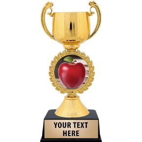 Crown Awards Personalized Apple Trophy, 7.25" Gold Cup Teachers Apple Trophies with Free Custom Engraving Prime