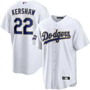 Outerstuff Clayton Kershaw Los Angeles Dodgers White Kids Youth 4-20 Cool Base Gold Program Home Player Jersey - Large 14-16