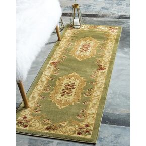 Unique Loom Versailles Collection Traditional Classic Floral Motif Area Rug (2' 0 x 8' 0 Runner, Green/Ivory)