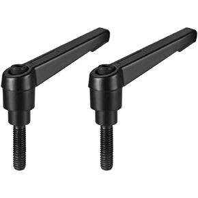uxcell M8x40mm Handle Adjustable Clamping Lever Thread Push Button Ratchet Male Threaded Stud Knobs Locking Rotating Screw Handles Quick Release Bolt Black 2pcs