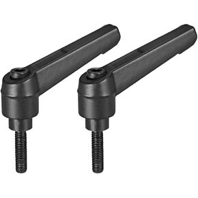 uxcell M8x40mm Handle Adjustable Clamping Lever Thread Push Button Ratchet Male Threaded Stud Knobs Locking Rotating Screw Handles Quick Release Bolt Black 2pcs