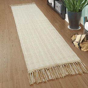 LEEVAN Runner Rug for Hallways, Washable Kitchen Runner Rug with Tassel Green 2'x 6' Runner Rugs, Woven Kitchen Runner Rug for Bedroom, Laundry, Bathroom in Kuwait