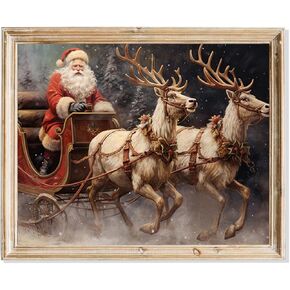 Nekiwa Christmas Canvas Wall Art, Christmas Pictures Wall Decor, Christmas Decorations Indoor, Christmas Santa Claus Posters for Living Room, Bathroom, Bedroom, 8x10in Unframed