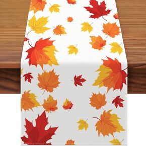 72 x 13 Inch Fall Leaves Table Runner - Autumn Maple Leaves Pattern for Thanksgiving Day, Home Gatherings, Kitchen, Mantel, Dining Table Decorations