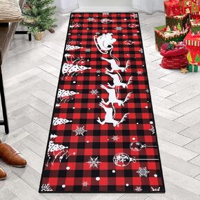 Bsmathom Christmas Runner Rug for Hallways 2x6, Non-Slip and Washable Winter Holiday Floor Runner Area Mats, Soft Low Pile Floor Mat Runner for Bathroom Entryway Hallway Dining Living Room