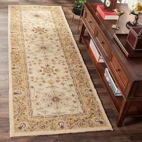SAFAVIEH Easy Care Collection 2'6" x 10' Ivory/Beige EZC751D Hand-Hooked Runner Rug