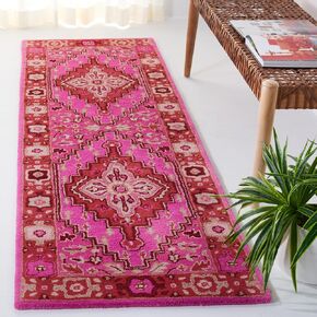 SAFAVIEH Bellagio Collection Runner Rug - 2'3" x 8', Red & Pink, Handmade Medallion Wool, Ideal for High Traffic Areas in Living Room, Bedroom (BLG545B)