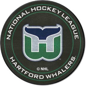 FANMATS 35498 NHL Retro Hartford Whalers Hockey Puck Rug - 27in. Diameter
