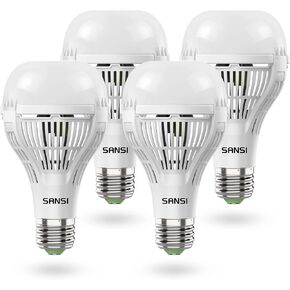 SANSI 150 Watt LED Bulbs 2500 Lumens, Super Bright Light Bulbs, 5000K Daylight LED Light Bulbs, Non-Dimmable, 25000-Hour Lifetime, Safe Bright White Light Bulbs, 18W Energy Saving for Home, 4 Pack