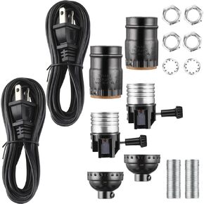 Honoson 2 Sets Lamp Repair Kit Table Lamp Rewire Lamp Parts with 3 Way Socket Matching Cord and Essential Hardware Lamp Wiring Kit for Table Floor Lamp DIY Lamp Design Repair Do It Yourself(Bronze)