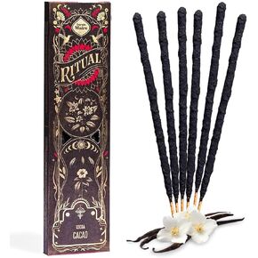 Ritual - Cocoa Incense Sticks, Centering and Calming Aroma, 6 Sticks, 9 Inches Each, Organic Incense with Aromatic Concentrated Oil, Charcoal, Natural Binder & Salt - 1 Hour Burn Time