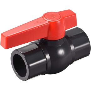 uxcell Ball Valve, 32mm Slip PVC Socket End Valve T-Handle Water Shut-Off Valve for Irrigation and Water Treatment Dark Gray Red