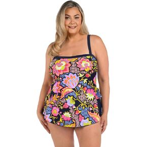 Maxine of Hollywood Women's Standard Bandeau Sarong One Piece Swimsuit, Multi//Ornamental Garden