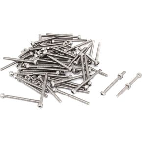 uxcell M2.5x30mm Hex Socket Head Knurled Cap Screws Bolts Nuts Set 50Pcs