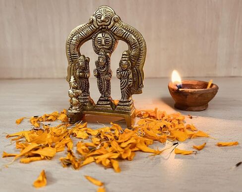 Lord Vishnu Small Brass Statue - Divine Décor, 3-inch Handcrafted Hindu Sculpture for Home Altar and Spiritual Spaces in Kuwait