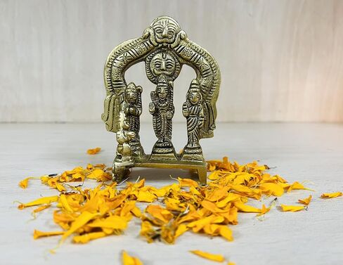 Lord Vishnu Small Brass Statue - Divine Décor, 3-inch Handcrafted Hindu Sculpture for Home Altar and Spiritual Spaces in Kuwait