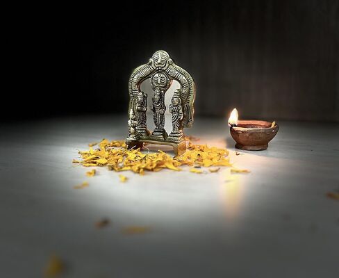 Lord Vishnu Small Brass Statue - Divine Décor, 3-inch Handcrafted Hindu Sculpture for Home Altar and Spiritual Spaces in Kuwait