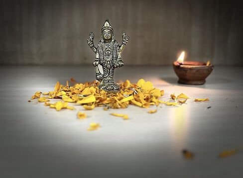Lord Vishnu Small Brass Statue - Divine Décor, 3-inch Handcrafted Hindu Sculpture for Home Altar and Spiritual Spaces in Kuwait