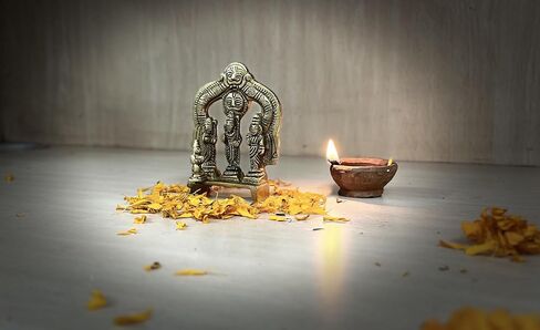 Lord Vishnu Small Brass Statue - Divine Décor, 3-inch Handcrafted Hindu Sculpture for Home Altar and Spiritual Spaces in Kuwait
