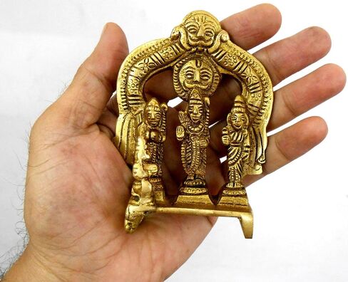 Lord Vishnu Small Brass Statue - Divine Décor, 3-inch Handcrafted Hindu Sculpture for Home Altar and Spiritual Spaces in Kuwait