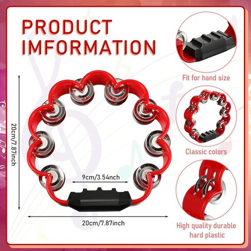 5 Pieces Petal Shaped Tambourine Plastic Percussion Tambourine Music Hand Bells for Musical Rhythm Instrument for Adults School Family Party Supplies, 5 Colors in Kuwait
