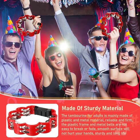 5 Pieces Petal Shaped Tambourine Plastic Percussion Tambourine Music Hand Bells for Musical Rhythm Instrument for Adults School Family Party Supplies, 5 Colors in Kuwait