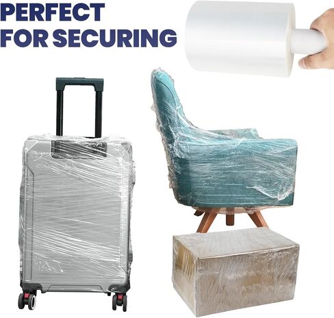 ADHES فيلم تغليف ممتد يدوي صغير، 5 بوصة × 1000 قدم 80 قياس فيلم مطاطي قوي صناعي، لفافة تغليف قابلة للانكماش للتغليف، لف البليت، تغليف الأثاث ونقله وحمايته in Kuwait