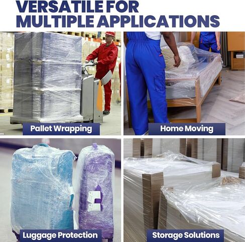 ADHES فيلم تغليف ممتد يدوي صغير، 5 بوصة × 1000 قدم 80 قياس فيلم مطاطي قوي صناعي، لفافة تغليف قابلة للانكماش للتغليف، لف البليت، تغليف الأثاث ونقله وحمايته in Kuwait