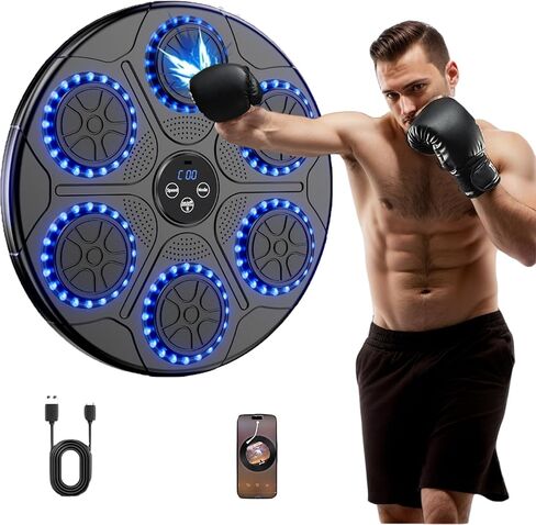 Music Boxing Machine Home Wall Mount Music Boxer, Electronic Smart Focus Agility Training Digital Boxing Wall Target Punching Pads Suitable for Kids and adults in Kuwait