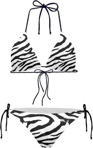 Two Piece Swimsuit for Women Triangle Thong Lace Up Halter Bathing Suits High Waisted Sexy Floral Strap Bikini Set in Kuwait