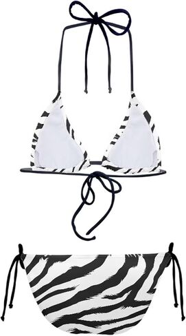 Two Piece Swimsuit for Women Triangle Thong Lace Up Halter Bathing Suits High Waisted Sexy Floral Strap Bikini Set in Kuwait
