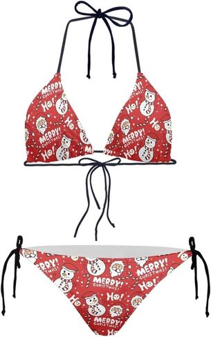 Two Piece Swimsuit for Women Triangle Thong Lace Up Halter Bathing Suits High Waisted Sexy Floral Strap Bikini Set in Kuwait