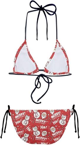 Two Piece Swimsuit for Women Triangle Thong Lace Up Halter Bathing Suits High Waisted Sexy Floral Strap Bikini Set in Kuwait