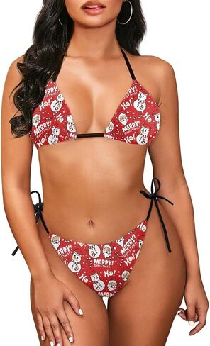 Two Piece Swimsuit for Women Triangle Thong Lace Up Halter Bathing Suits High Waisted Sexy Floral Strap Bikini Set in Kuwait
