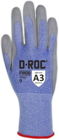 MAGID D-ROC Touchscreen 15-Gauge Cut Level A3 Work Gloves with Polyurethane Coating, 12 Pairs, Size 12/XXXL, Blue & Gray in Kuwait