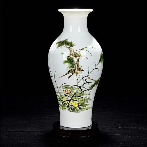 Handmade Chinese Porcelain Ceramic Vase, Flower Bottle, Vase for Dried Flowers, Home Decor, Large Vase for Living Room, High 13.8" (Flowers and Birds Picture) in Saudi Arabia