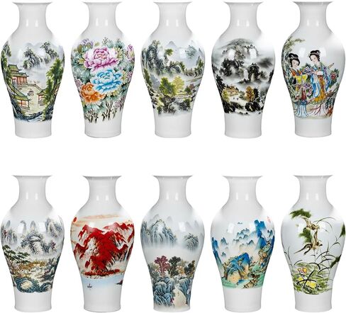 Handmade Chinese Porcelain Ceramic Vase, Flower Bottle, Vase for Dried Flowers, Home Decor, Large Vase for Living Room, High 13.8" (Flowers and Birds Picture) in Kuwait