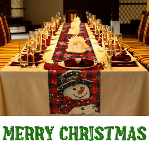 Christmas Table Runner Red and Black Buffalo Plaid Table Runner Decor Double Sided Snowflake Christmas Runner for Table Believe Let It Snow Xmas Holiday Kitchen Dining Table Decoration, 12 x 72 Inch in Saudi Arabia