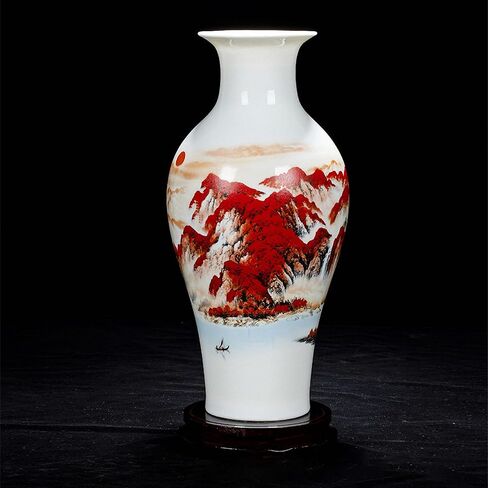Handmade Chinese Porcelain Ceramic Vase, Flower Bottle, Vase for Dried Flowers, Home Decor, Large Vase for Living Room, High 13.8" (Flowers and Birds Picture) in Saudi Arabia