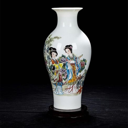 Handmade Chinese Porcelain Ceramic Vase, Flower Bottle, Vase for Dried Flowers, Home Decor, Large Vase for Living Room, High 13.8" (Flowers and Birds Picture) in Saudi Arabia
