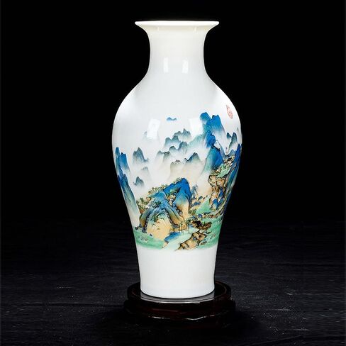 Handmade Chinese Porcelain Ceramic Vase, Flower Bottle, Vase for Dried Flowers, Home Decor, Large Vase for Living Room, High 13.8" (Flowers and Birds Picture) in Kuwait