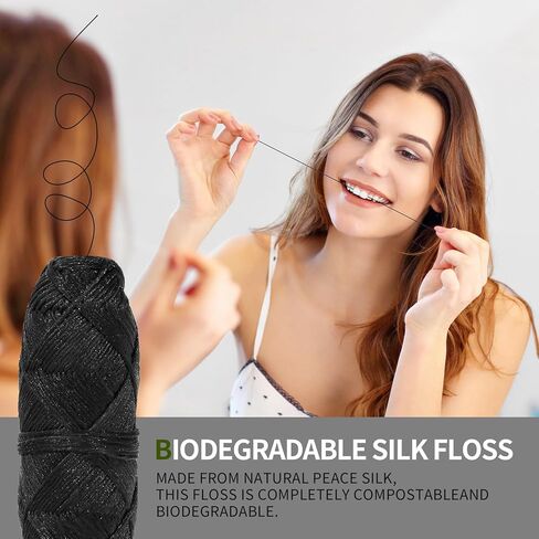 عبوات خيط تنظيف الأسنان المصنوعة من فحم الخيزران القابل للتحلل البيولوجي | إعادة ملء 6 عبوات | 6 × 30 م، نباتي، صديق للبيئة، العناية بالفم الطبيعية العضوية، صفر نفايات، خالي من البلاستيك، لم يتم الإساءة إلى الحيوانات لتصنيعه، مقاوم للتمزيق. in Kuwait