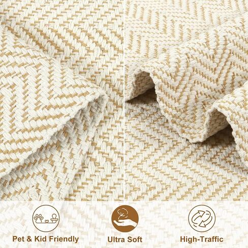 LEEVAN Runner Rug for Hallways, Washable Kitchen Runner Rug with Tassel Green 2'x 6' Runner Rugs, Woven Kitchen Runner Rug for Bedroom, Laundry, Bathroom in Kuwait