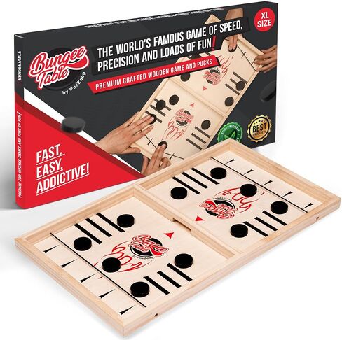 Small Fast Sling Puck Game - Test Your Speed and Accuracy with This Fast Action Super Winner Wooden Air Hockey Board Game - Guaranteed Fun for Family Game Night or Party with Friends in Saudi Arabia