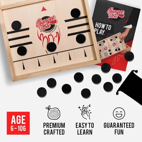 Small Fast Sling Puck Game - Test Your Speed and Accuracy with This Fast Action Super Winner Wooden Air Hockey Board Game - Guaranteed Fun for Family Game Night or Party with Friends in Saudi Arabia